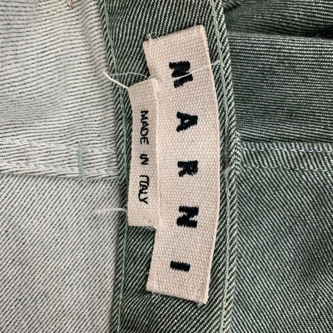 MARNI Size 29 Green Denim Oversized Cropped Jeans