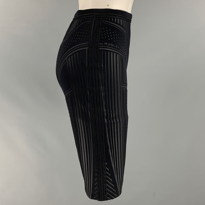 MUGLER Size 4 Black Polyester Blend Elastic Waistband Shorts