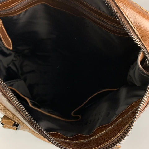 BURBERRY PRORSUM Fall 2008 Brown Leather Ostrich Trim Tote Bag