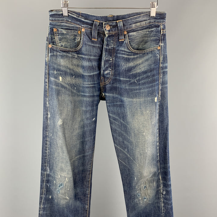 LEVI STRAUSS Size 30 x 32 Wash Indigo Selvedge Denim Zip Fly Jeans