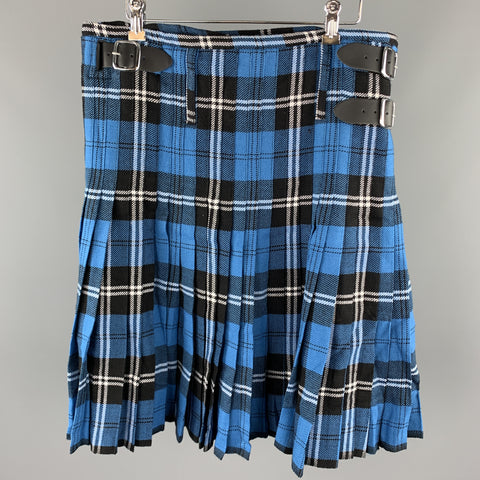 WENCHES AT WORK CREATION Size 34 Blue & Black Plaid Acrylic Kilt