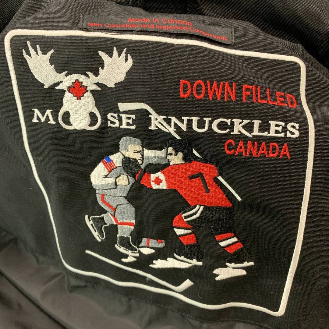 MOOSE KNUCKLES Size L Black Cotton Nylon Padded Coat