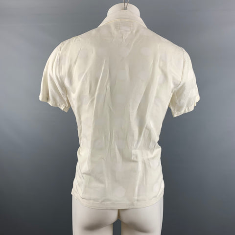 FOLK Taille M Chemise à manches courtes en coton/lin à pois jaune crème