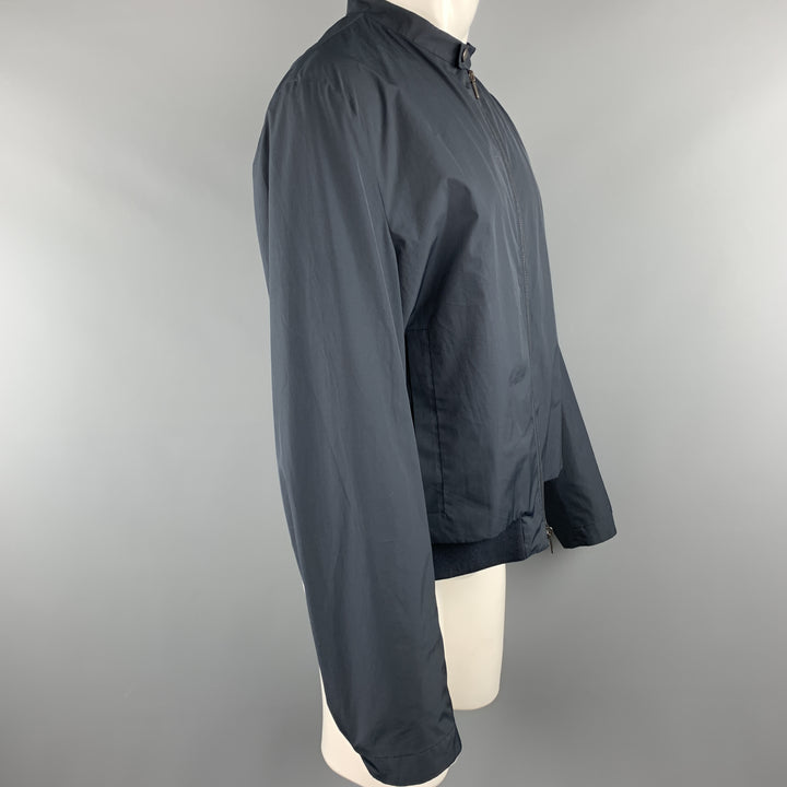 JIL SANDER Size 40 Navy Windbreaker Zip Up Tab Collar Jacket