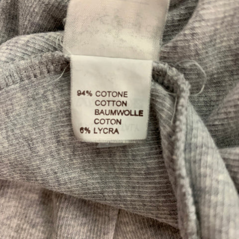 BRUNELLO CUCINELLI Size S Grey Heather Ribbed Cotton Scoop Neck T-Shirt