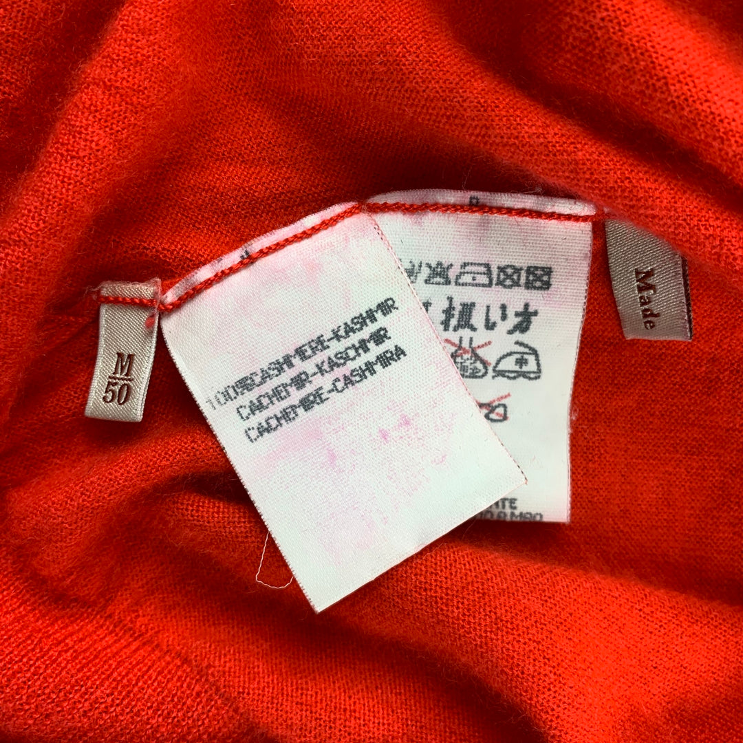 ERMENEGILDO ZEGNA Size M Red Cashmere V-Neck Pullover Sweater