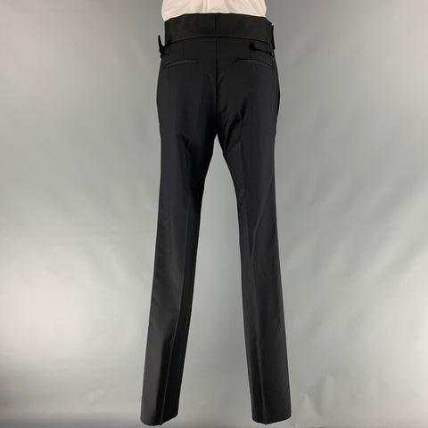 LANVIN Size 34 Navy Solid Wool Mohair Shawl Collar Tuxedo