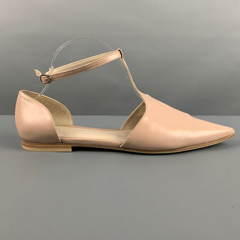 FREDA SALVADOR Talla 9 Zapatos planos con tira en T de cuero beige