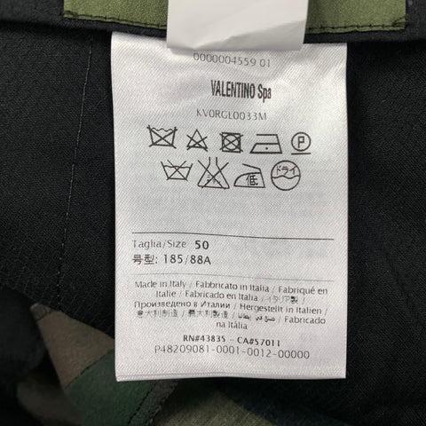 VALENTINO Size 34 Olive Green Camo Virgin Wool Flat Front Casual Pants