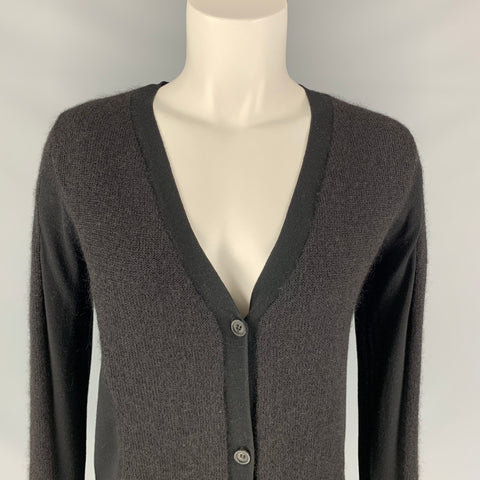 VERA WANG Cárdigan de tejidos mixtos de mezcla de mohair negro talla M