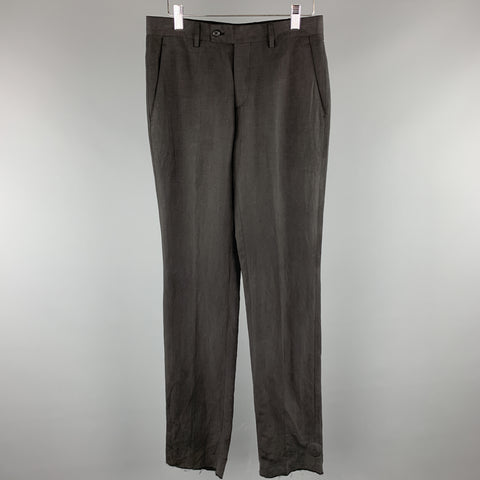 JOHN VARVATOS Taille 28 x 36 Pantalon habillé en lin / soie uni noir