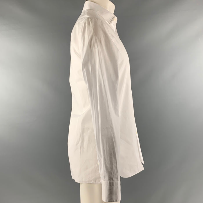 LANVIN Size M White Cotton Button Up Long Sleeve Shirt