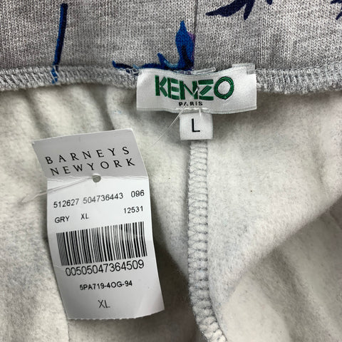 KENZO Size L Grey Floral Cotton Casual Sweatpants