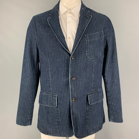POLO by RALPH LAUREN Size 44 Indigo Pinstripe Cotton Sport Coat