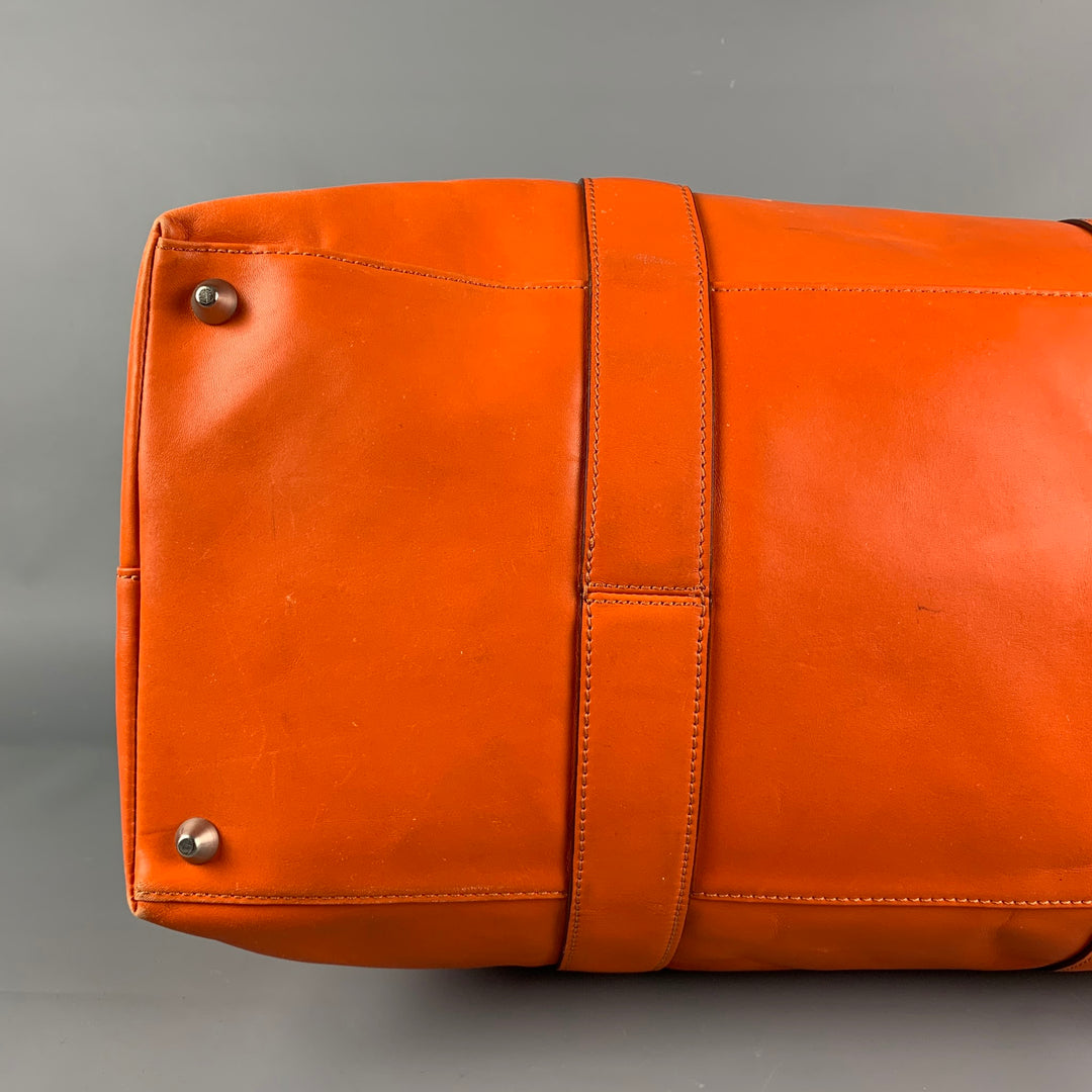 JACK SPADE Orange Leather Rectangle Duffle Bag