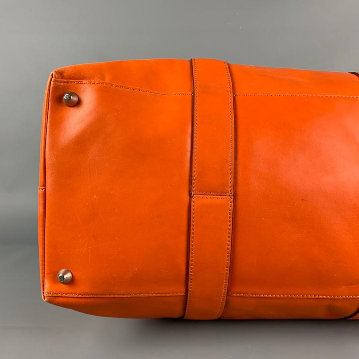 JACK SPADE Orange Leather Rectangle Duffle Bag