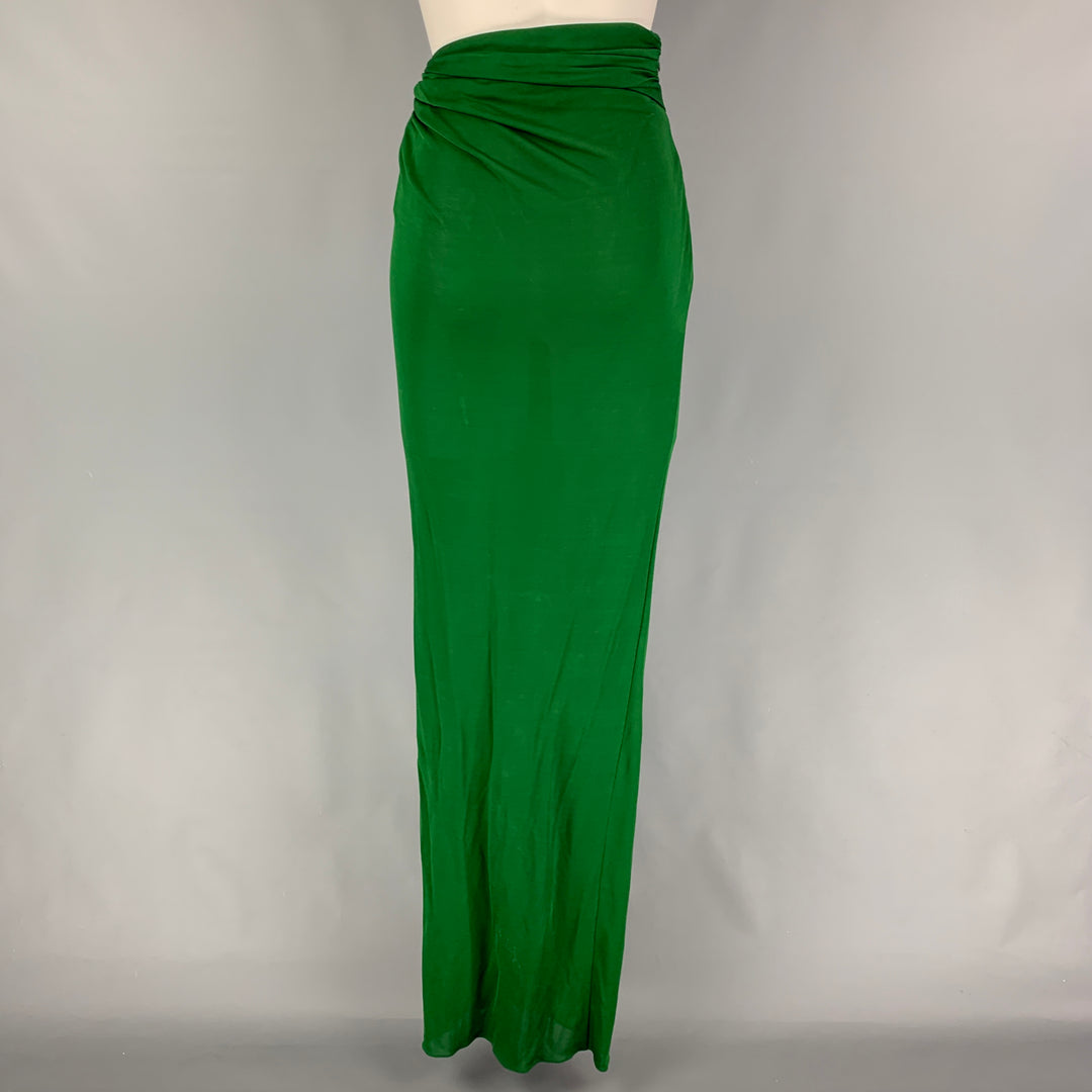 BRANDON MAXWELL Size 2 Green Rayon Wrap Skirt Sui Generis Designer Consignment BRANDON MAXWELL Size 2 Green Rayon Wrap Skirt Sui Generis Designer Consignment