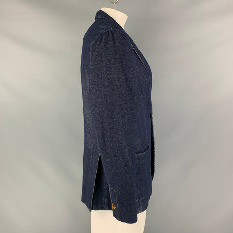 ROBERT TALBOTT Size L Navy White Corduroy Silk Cashmere Jacket