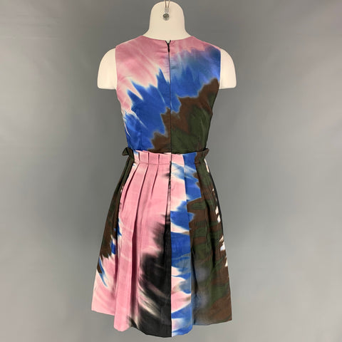 RODARTE Size 2 Multi-Color Silk Abstract Sleeveless Dress