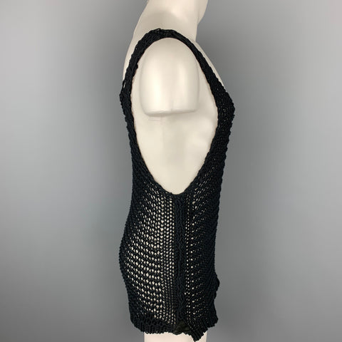 BURBERRY PRORSUM Size M Black Mesh Cotton Tank Top