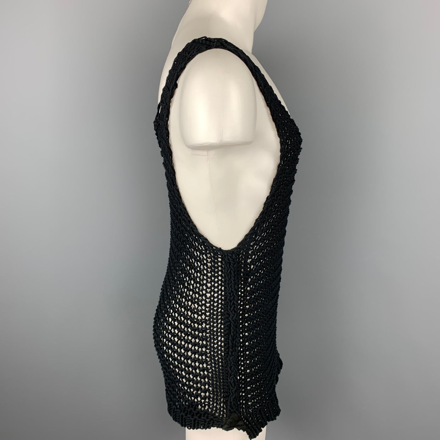 BURBERRY PRORSUM Size M Black Mesh Cotton Tank Top