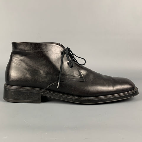 SALVATORE FERRAGAMO Size 11.5 Black Leather Ankle Lace Up Shoes