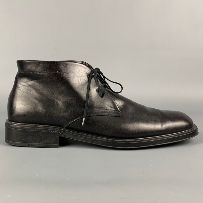 SALVATORE FERRAGAMO Size 11.5 Black Leather Ankle Lace Up Shoes
