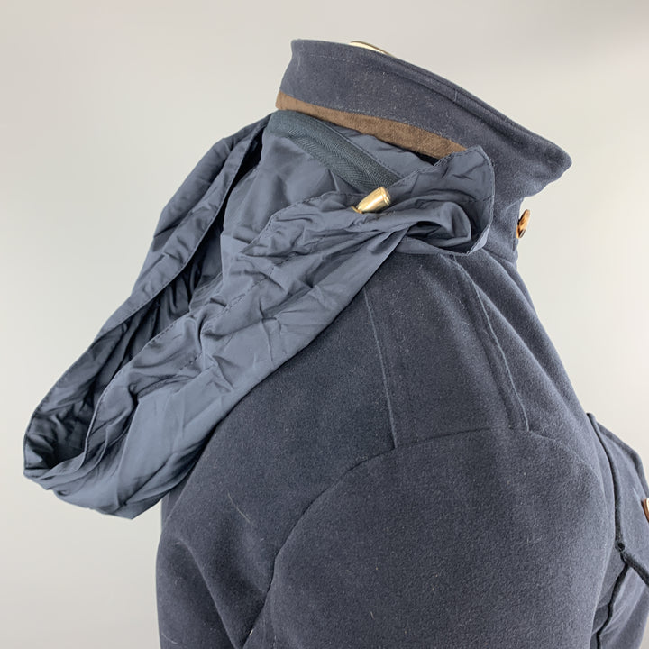 LORO PIANA Taille 10 Veste à capuche zippée en coton bleu marine