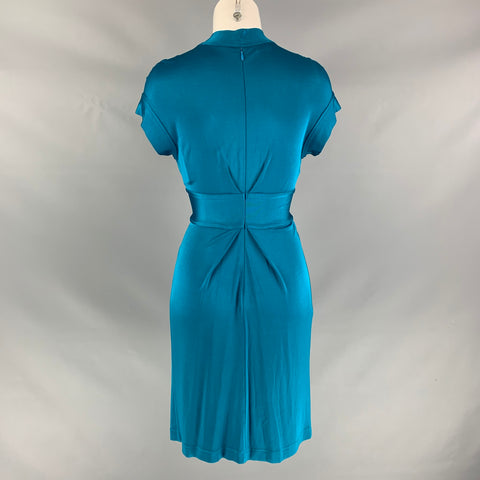 PHILOSOPHY di ALBERTA FERRETTI Size 2 Turquoise Rayon Pleated Dress