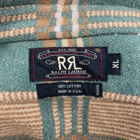 RRL by RALPH LAUREN Size XL Green & Beige Plaid Cotton Worker Jacket