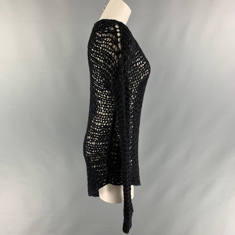 HELMUT LANG Talla P Jersey asimétrico transparente en mezcla de alpaca negra