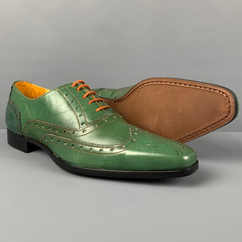 UNDANDY Chaussures à lacets en cuir perforé vert taille 10