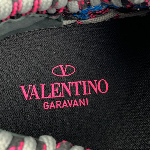 VALENTINO Talla 11 Zapatillas deportivas con cordones tejidas en varios colores morados