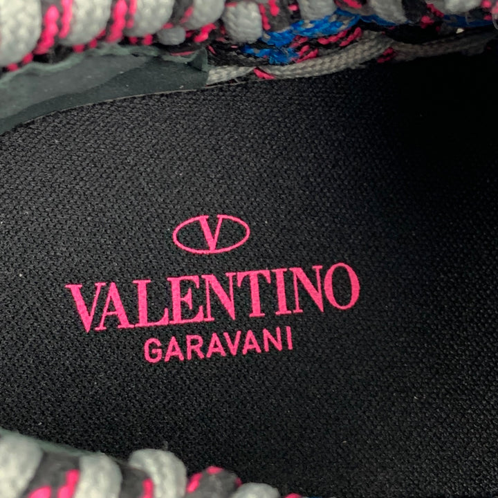 VALENTINO Taille 11 Baskets à lacets tissées multicolores violettes
