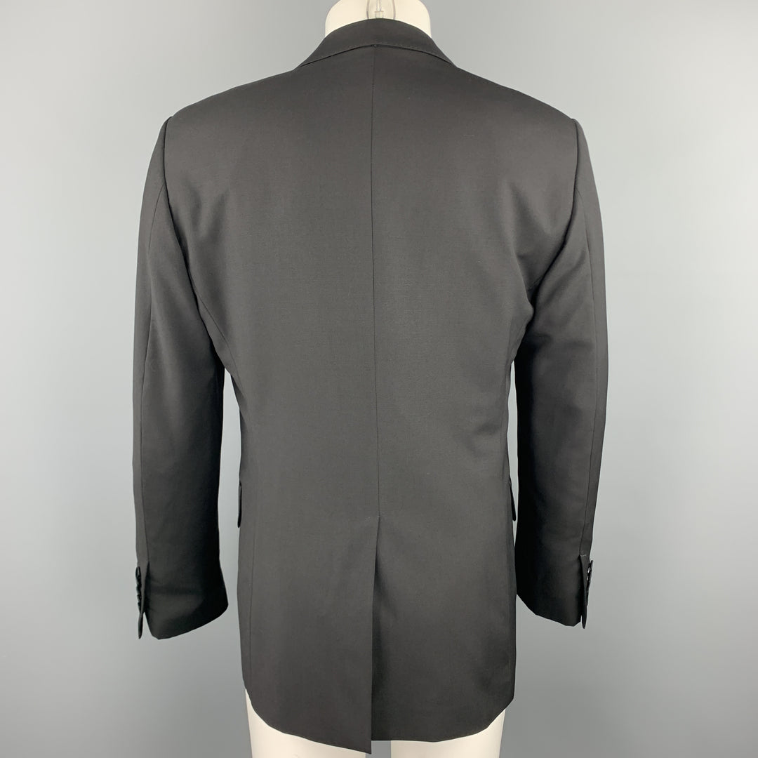 GUCCI Size 38 Regular Black Solid Wool Peak Lapel Sport Coat