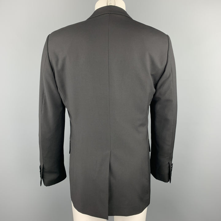 GUCCI Talla 38 Abrigo deportivo regular con solapa de pico de lana lisa negra