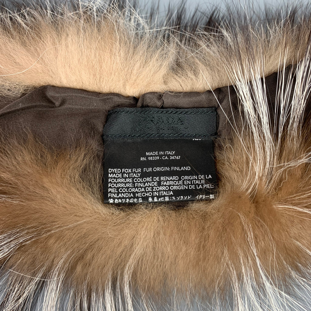 PRADA Brown & Silver Fox Fur Collar