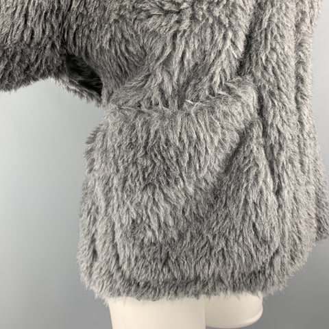 TOUJOURS Size S Gray Alpaca Blend Fauc Fur V Neck Jacket