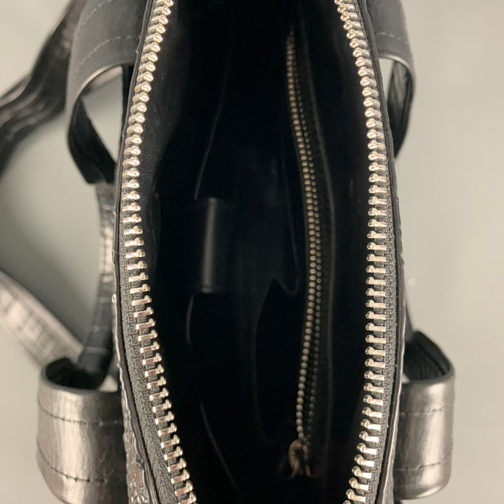 BRUCEGAO Black Crocodile Leather Cross Body Bags