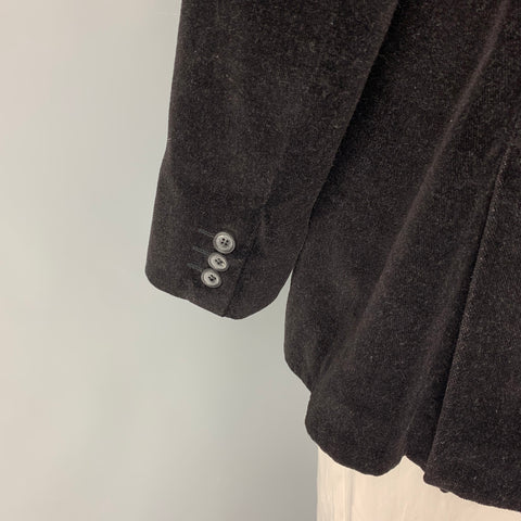 D&G by DOLCE & GABBANA Size 44 Black Velvet Cotton Notch Lapel Sport Coat