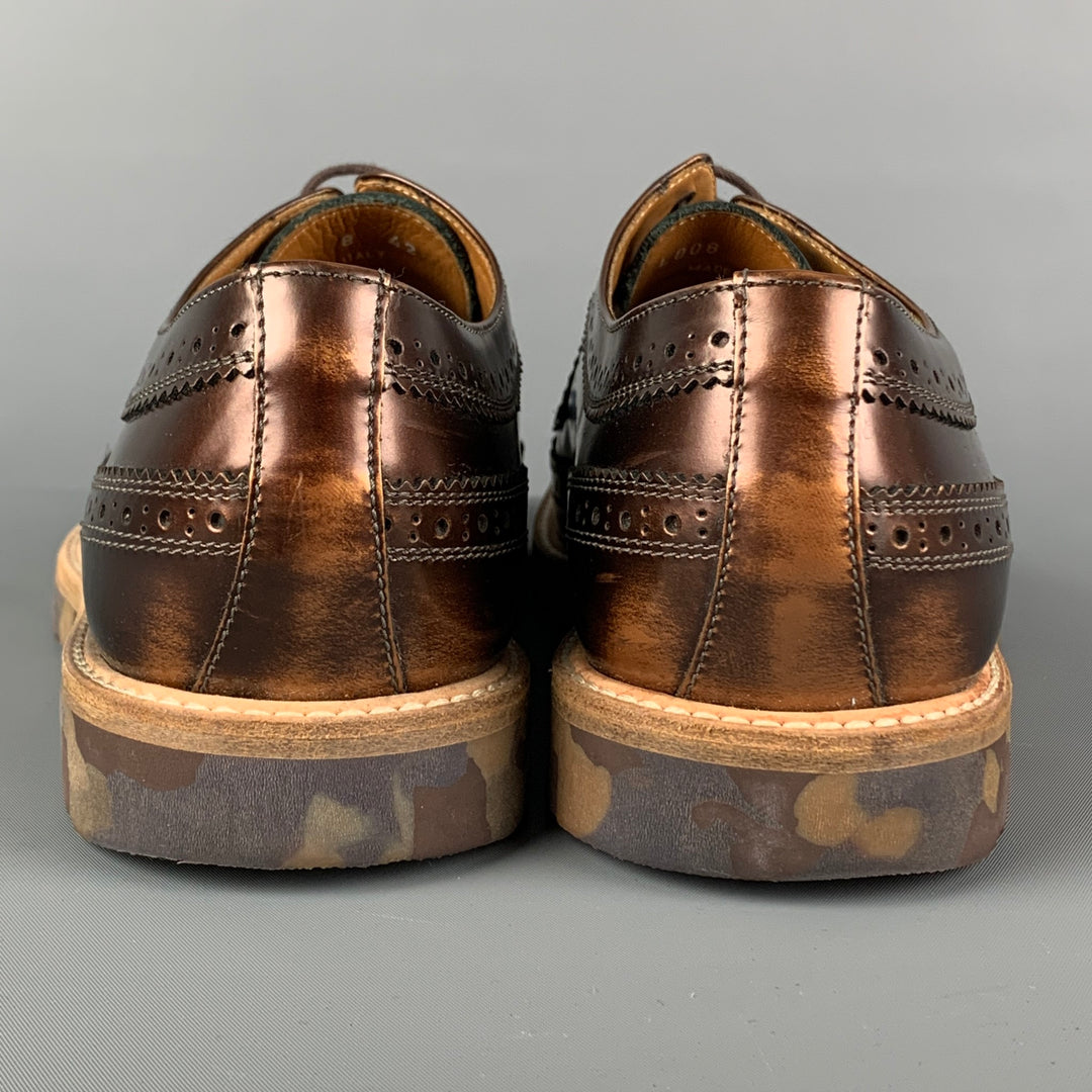 PAUL SMITH Size 9 Copper Metallic Leather Wingtip Lace Up Shoes Sui Generis Designer Consignment PAUL SMITH Size 9 Copper Metallic Leather Wingtip Lace Up Shoes Sui Generis Designer Consignment