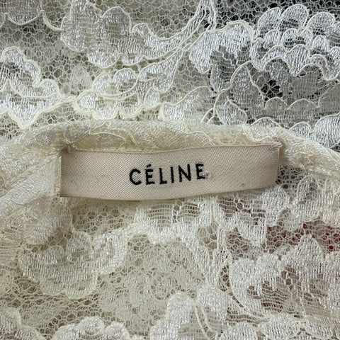 CELINE Size 6 Cream Lace Polyamide Blend Blouse