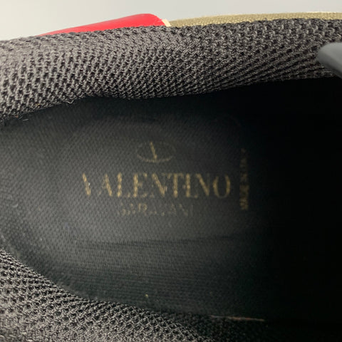 VALENTINO Zapatillas bajas de cuero de camuflaje oliva multicolor talla 12