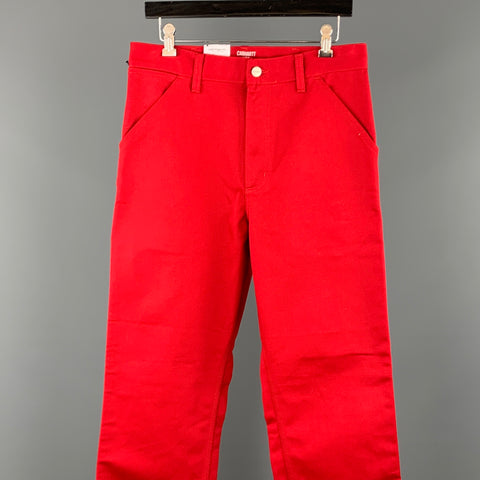 CARHARTT Size 30 Red Solid Cotton Zip Fly Casual Pants