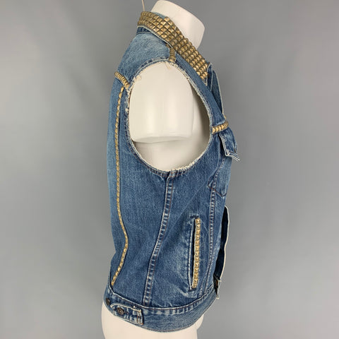 Vintage LEVI STRAUSS Tamaño M Indigo Studded Denim Trucker Chaleco