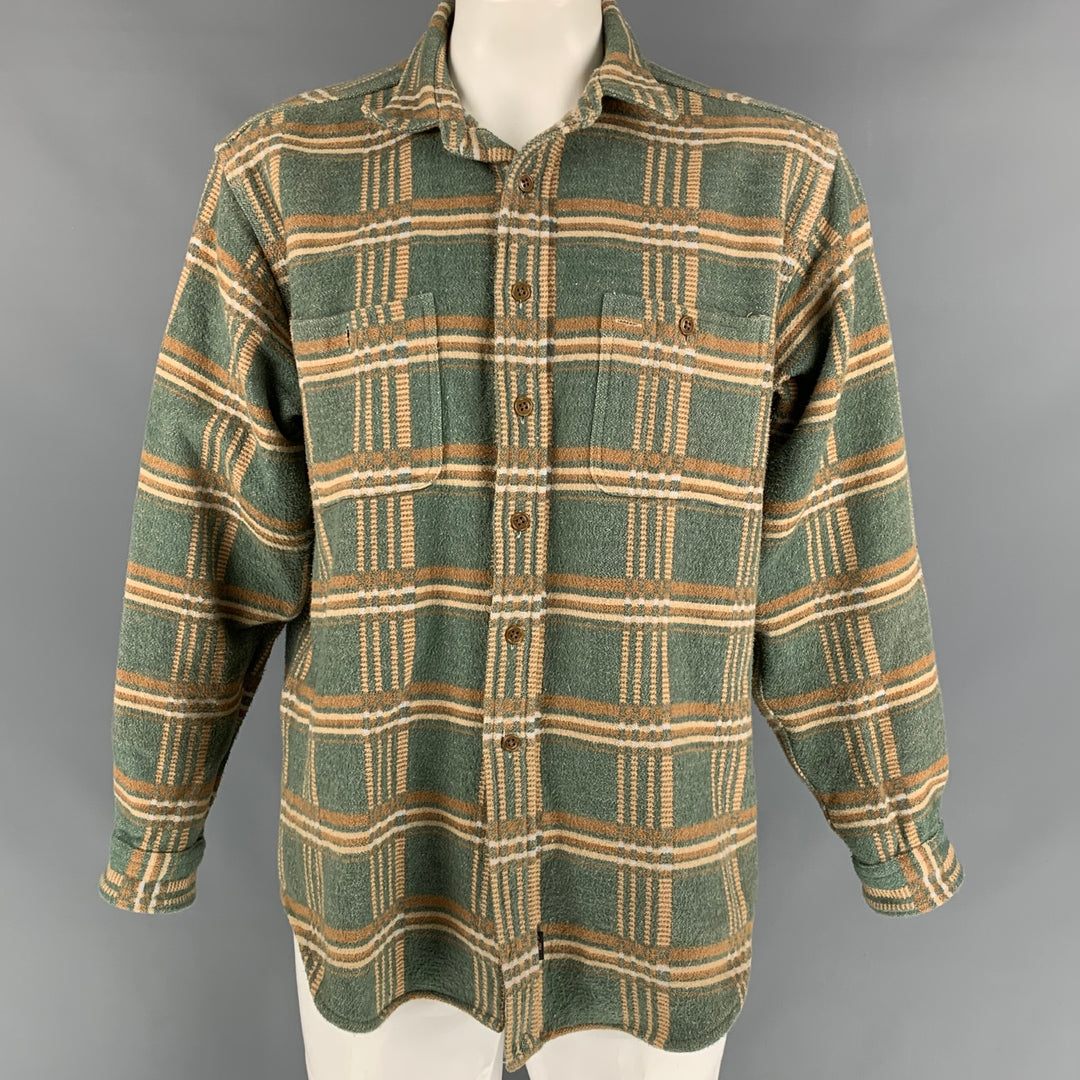 RRL by RALPH LAUREN Size XL Green & Beige Plaid Cotton Worker Jacket