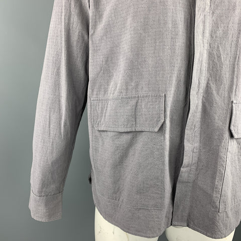 THE LOST EXPLORER Size L Gray Textured Organic Cotton Long Sleeve Shirt