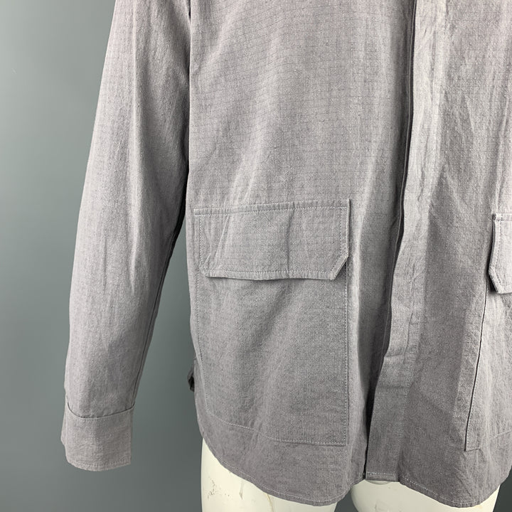 THE LOST EXPLORER Taille L Chemise à manches longues en coton biologique texturé gris