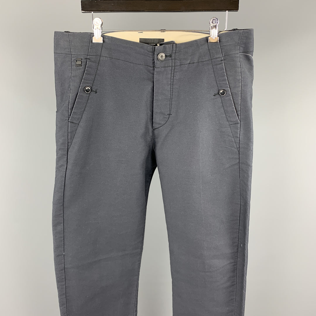 G-STAR Size 34 Charcoal Solid Cotton Casual Pants