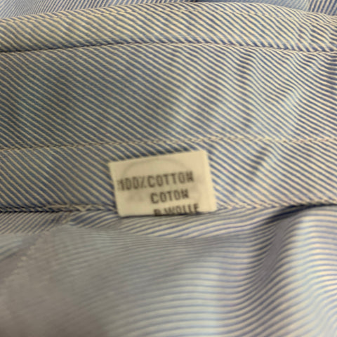 TURNBULL & ASSER Size M Blue Diagonal Stripe Cotton Long Sleeve Shirt
